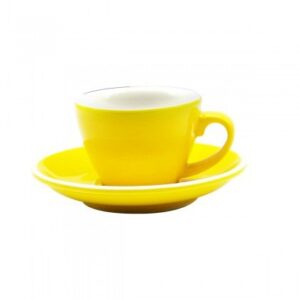 Taza + plato amarillo